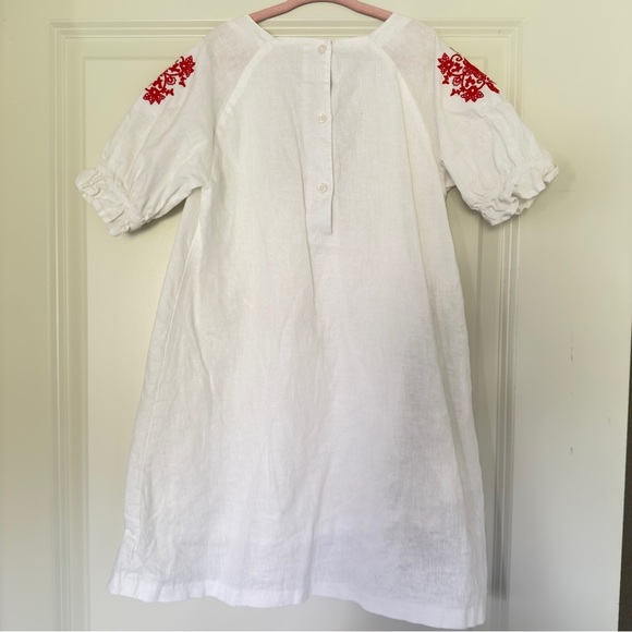 Janie and Jack White Dress with Red Embroidery Tunic Girl's Dress Size 7 - Picture 5 of 10